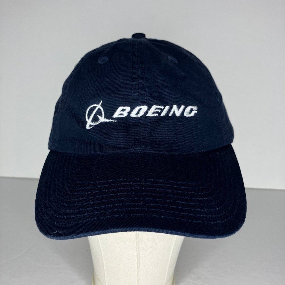 Boeing Hat Men's Adjustable Navy Blue Embroidered Logo Baseball Cap